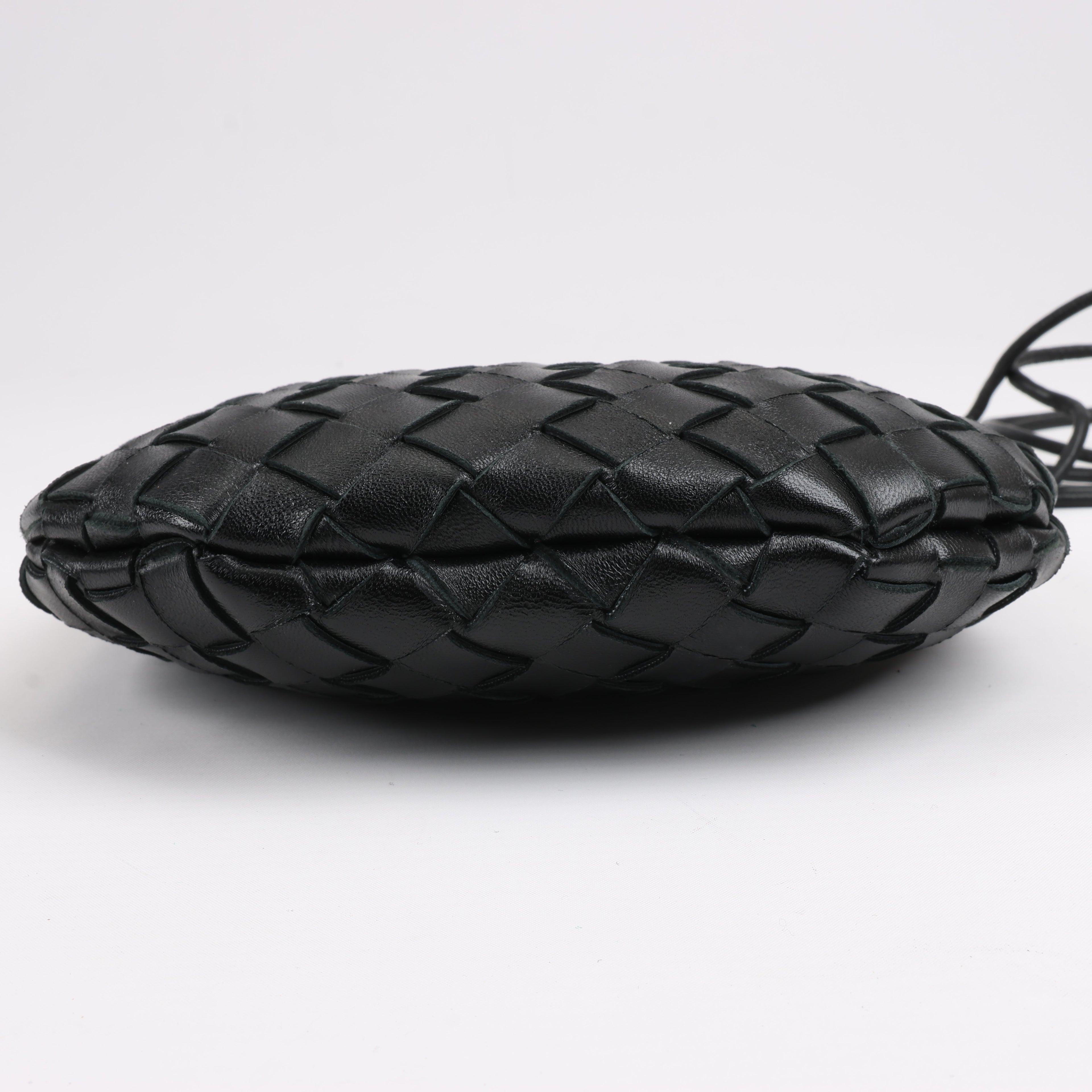 Bottega Veneta Intrecciato Sardines Leather Shoulder Bag in Black