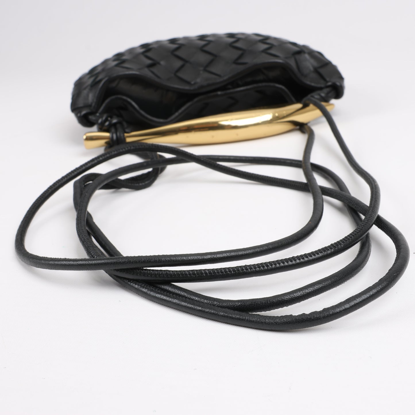 Bottega Veneta Intrecciato Sardines Leather Shoulder Bag in Black