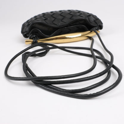 Bottega Veneta Intrecciato Sardines Leather Shoulder Bag in Black