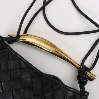 Bottega Veneta Intrecciato Sardines Sac à bandoulière en cuir noir