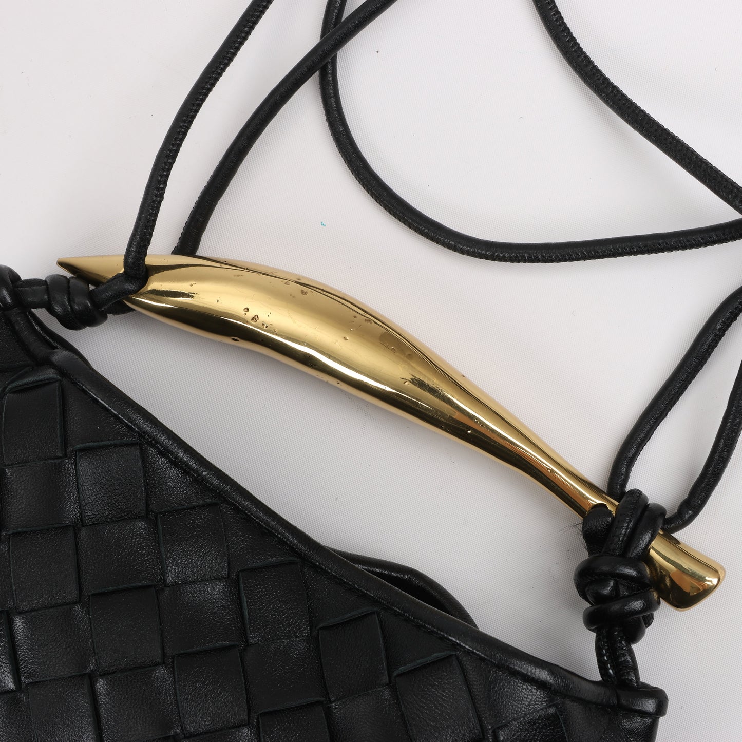 Bottega Veneta Intrecciato Sardines Leather Shoulder Bag in Black