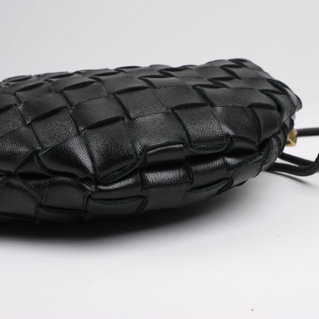 Bottega Veneta Intrecciato Sardines Leather Shoulder Bag in Black