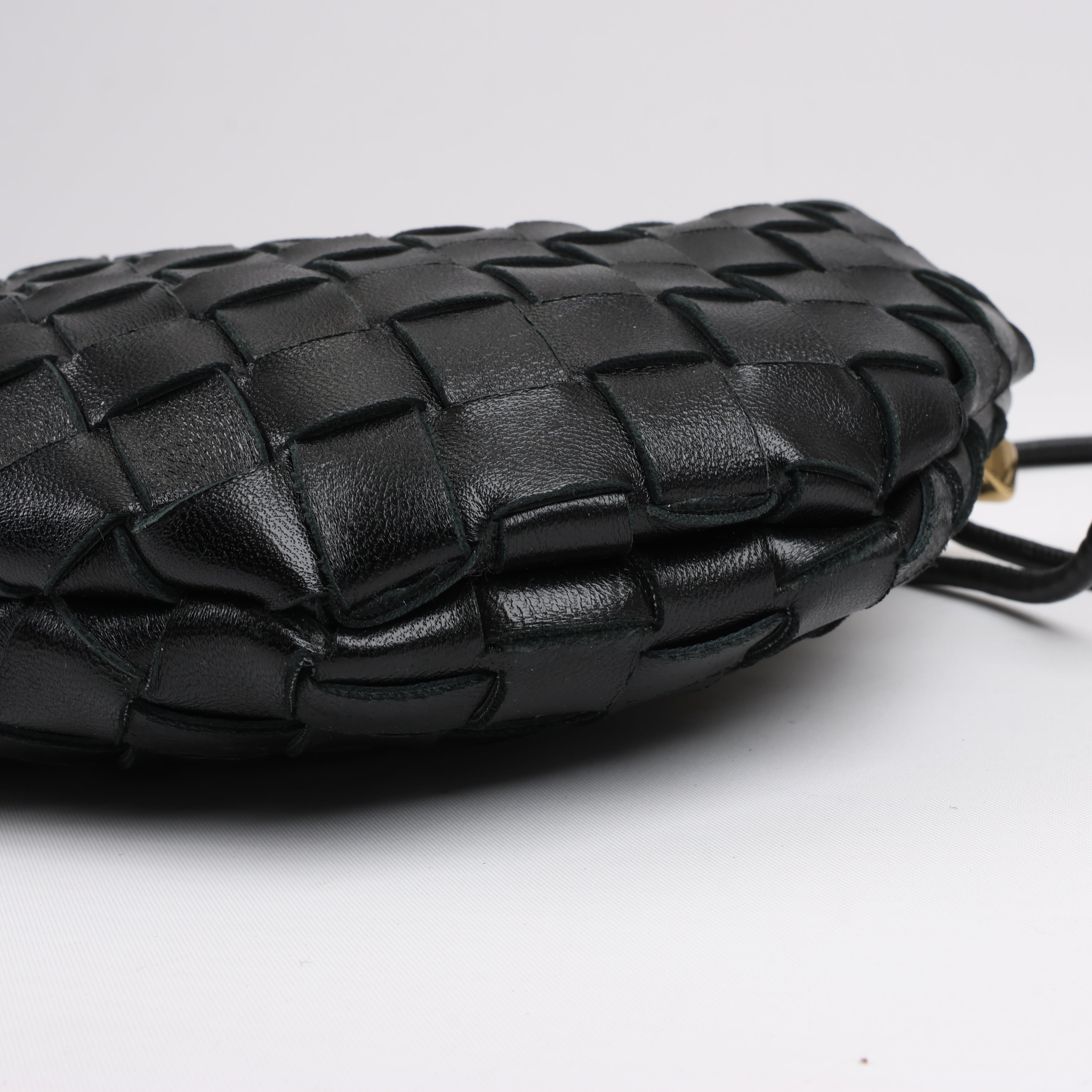 Bottega Veneta Intrecciato Sardines Leather Shoulder Bag in Black