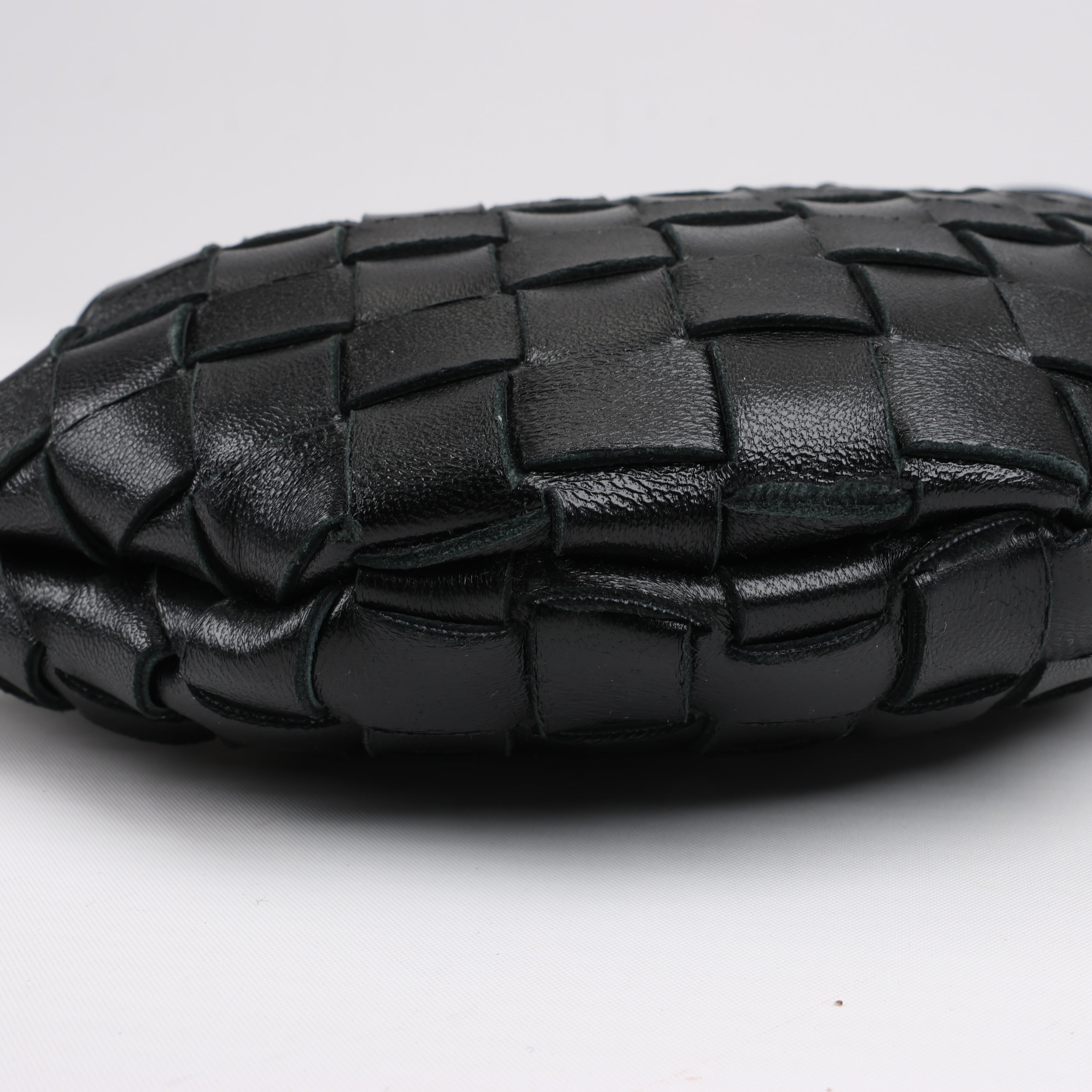 Bottega Veneta Intrecciato Sardines Leather Shoulder Bag in Black