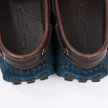 Louis Vuitton 14 Jahre Wildleder-Loafer in Marineblau x Braun, Größe 43 EU, ND0114