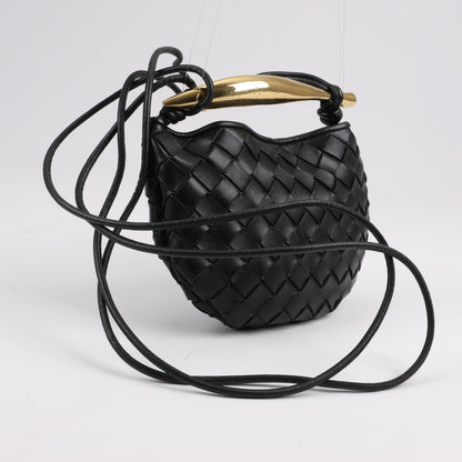 Bottega Veneta Intrecciato Sardines Leather Shoulder Bag in Black