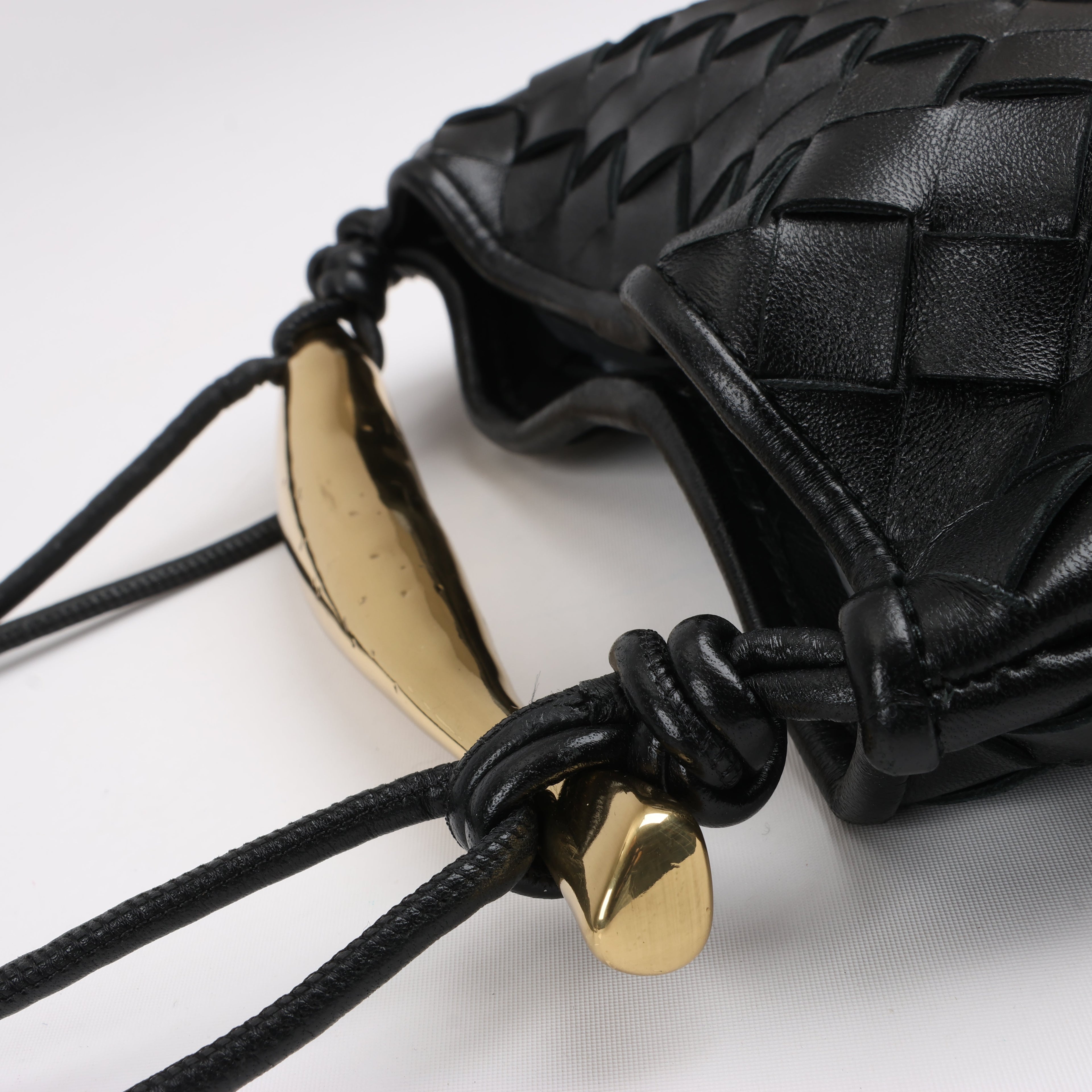 Bottega Veneta Intrecciato Sardines Leather Shoulder Bag in Black