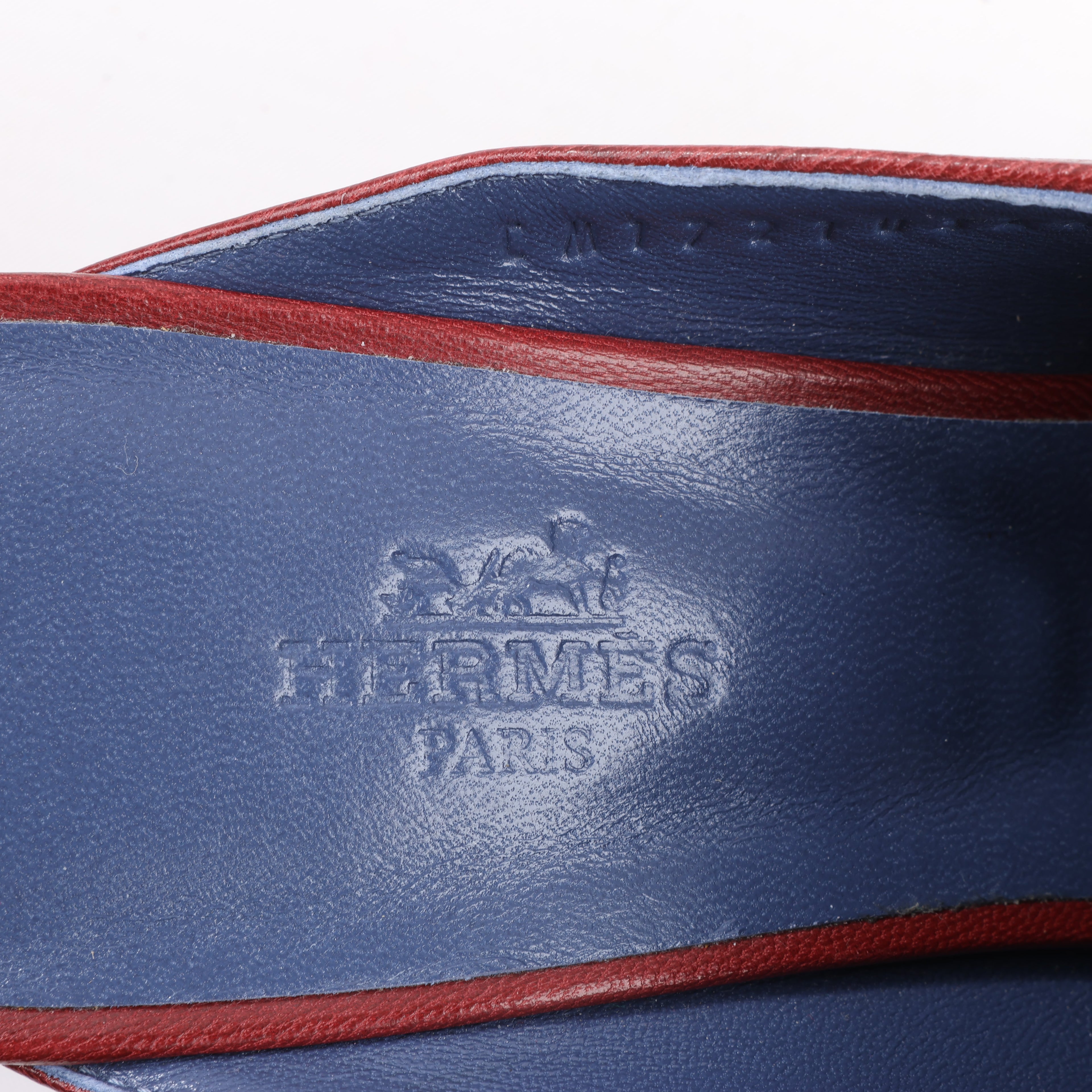 Hermes Paradis Leather Mule Constance in Burgundy, Size 37.5 EU