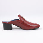 Hermes Paradis Leather Mule Constance in Burgundy, Size 37.5 EU
