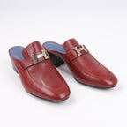 Hermes Paradis Leather Mule Constance in Burgundy, Size 37.5 EU