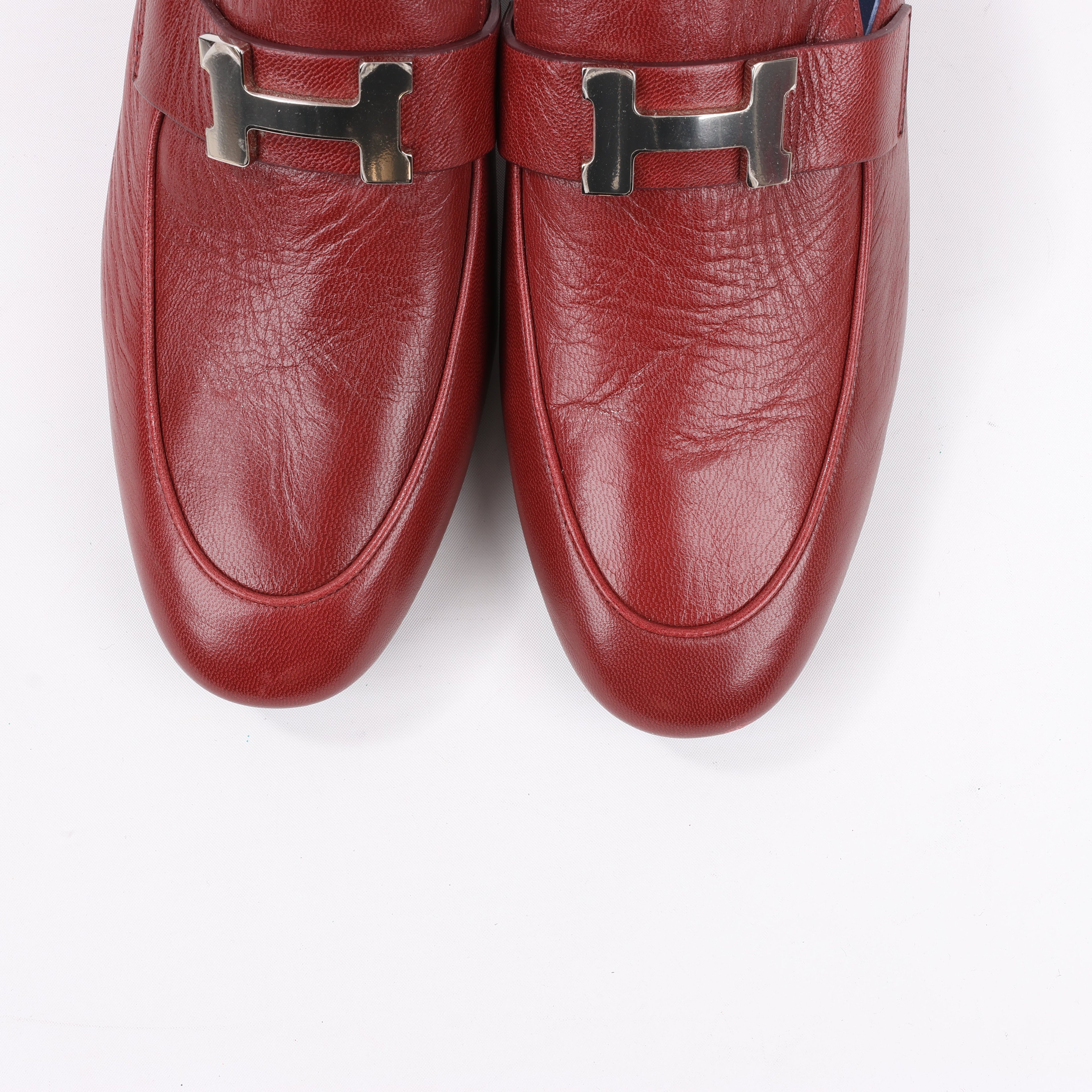 Hermes Paradis Leather Mule Constance in Burgundy, Size 37.5 EU