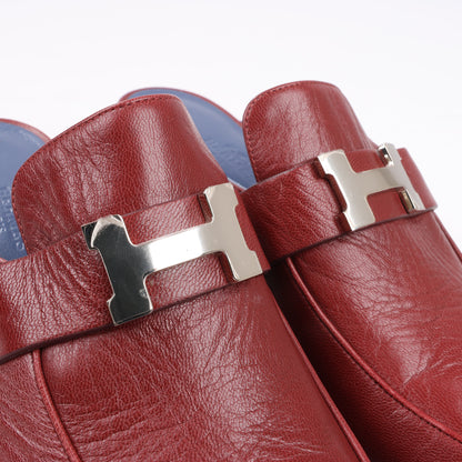 Hermes Paradis Leather Mule Constance in Burgundy, Size 37.5 EU