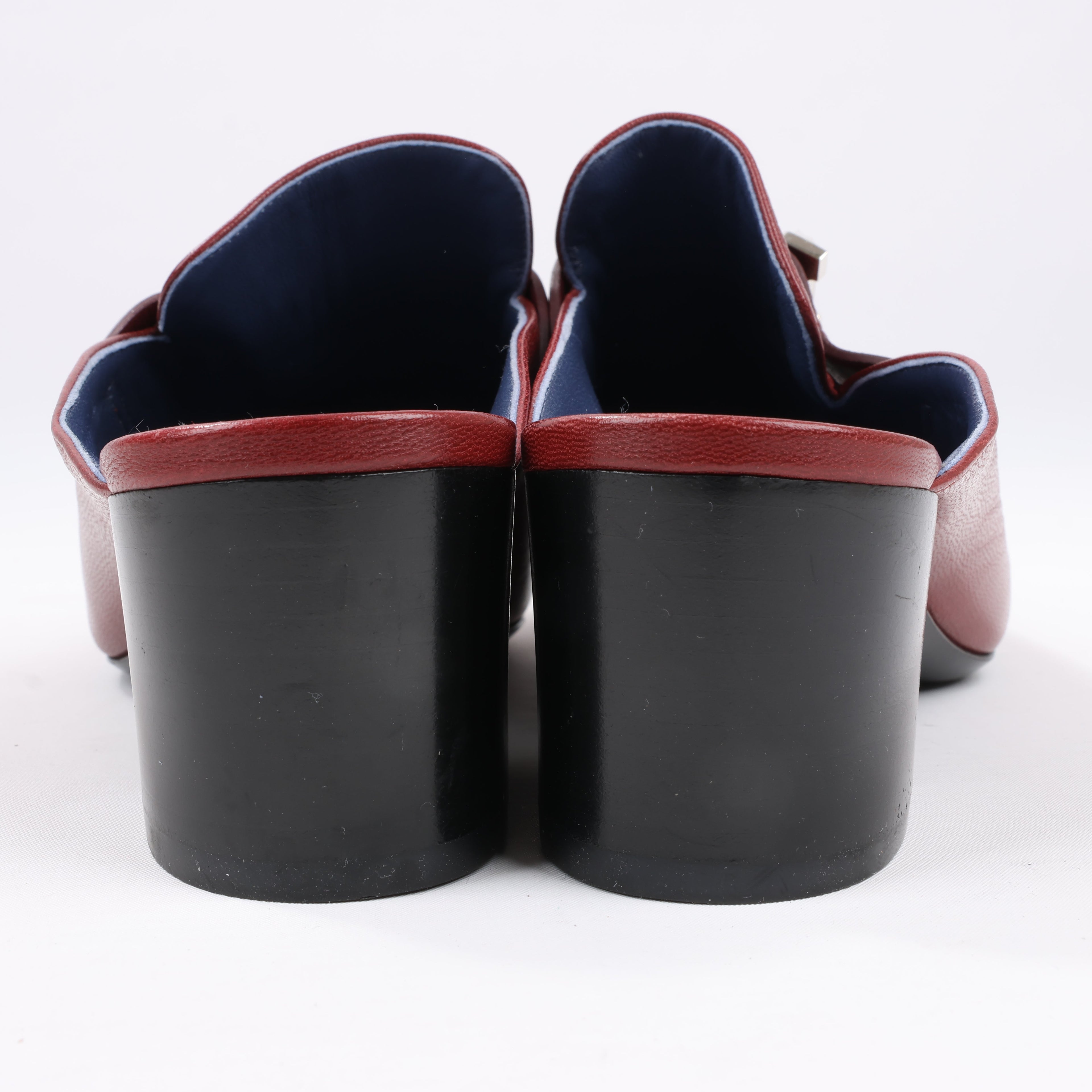 Hermes Paradis Leather Mule Constance in Burgundy, Size 37.5 EU