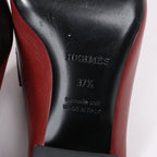 Hermes Paradis Leather Mule Constance in Burgundy, Size 37.5 EU