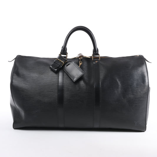 Sac de voyage Keepall 50 en cuir épi Louis Vuitton, noir M42962