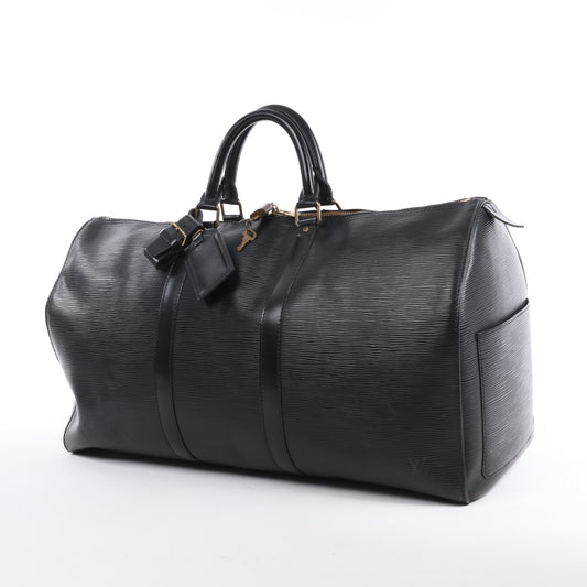 Sac de voyage Keepall 50 en cuir épi Louis Vuitton, noir M42962