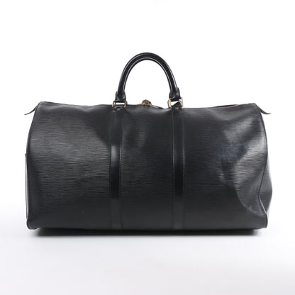 Sac de voyage Keepall 50 en cuir épi Louis Vuitton, noir M42962