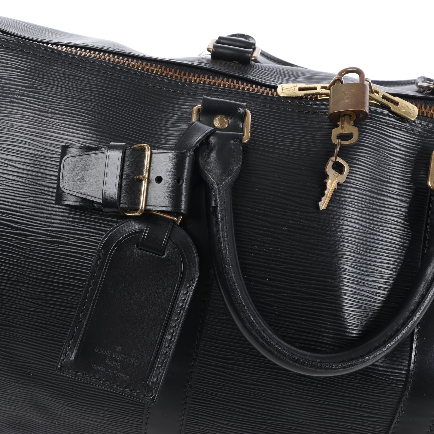 Sac de voyage Keepall 50 en cuir épi Louis Vuitton, noir M42962