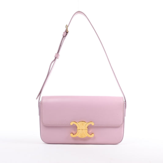 Petit sac à bandoulière en cuir lisse Celine Triomphe rose