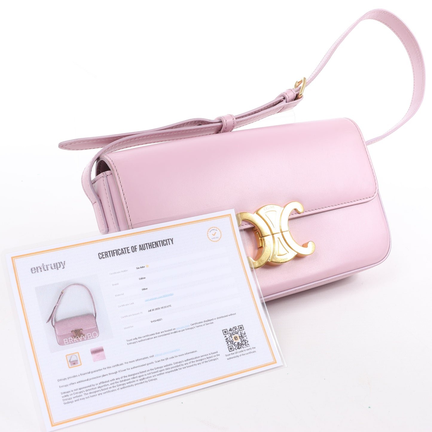 Celine Triomphe Smooth Leather Small Shoulder Bag in Pink