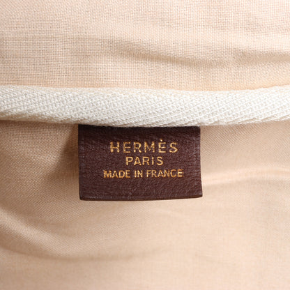 HERMES Victoria 43 Taurillon x Toile Travel Bag in Brown x Beige
