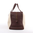 HERMES Victoria 43 Taurillon x Toile Travel Bag in Brown x Beige