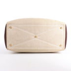 HERMES Victoria 43 Taurillon x Toile Travel Bag in Brown x Beige