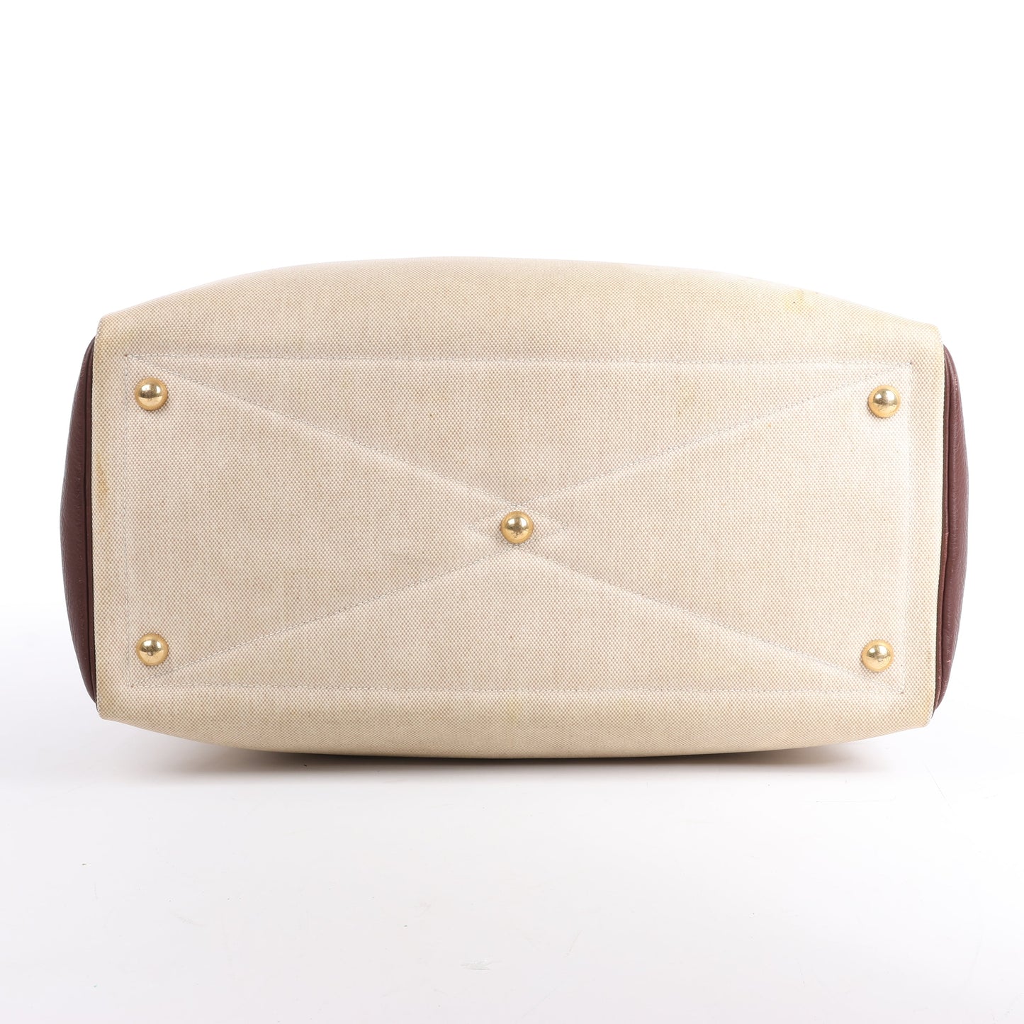 HERMES Victoria 43 Taurillon x Toile Travel Bag in Brown x Beige