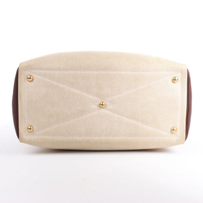 HERMES Victoria 43 Taurillon x Toile Travel Bag in Brown x Beige