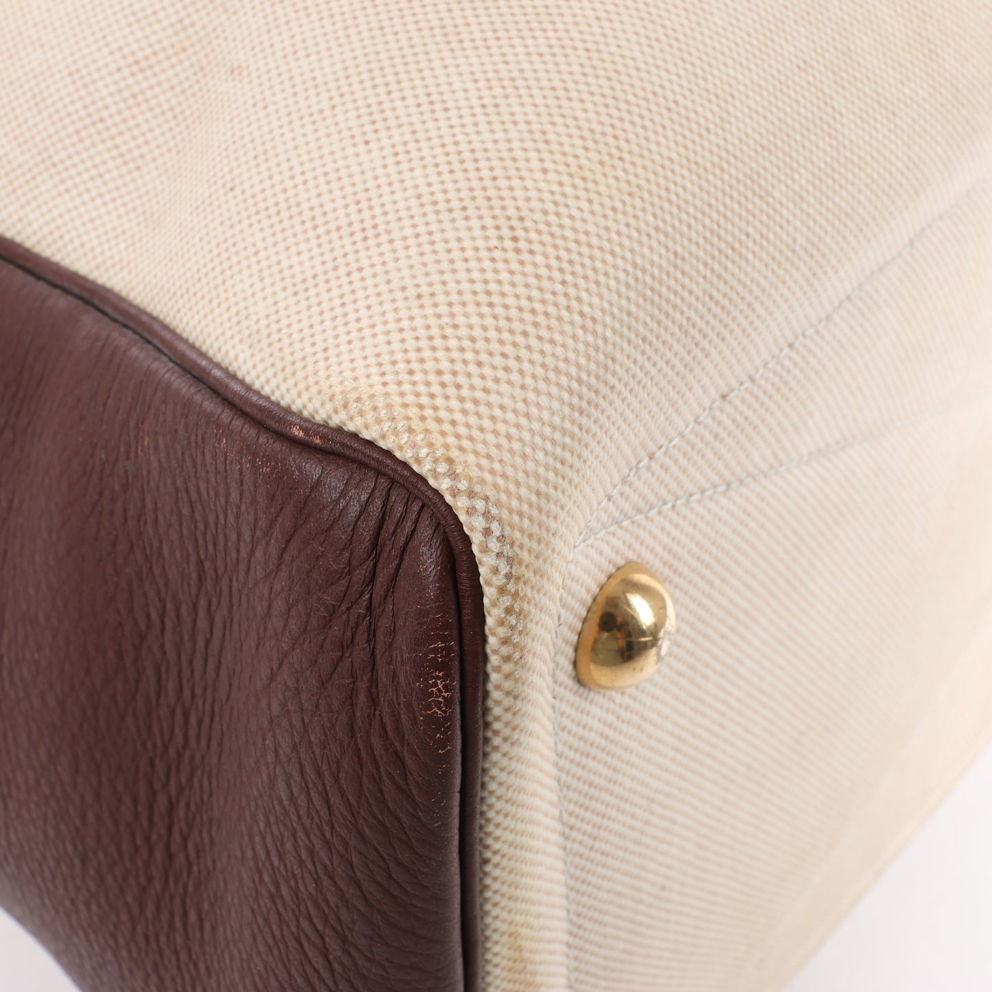 HERMES Victoria 43 Taurillon x Toile Travel Bag in Brown x Beige