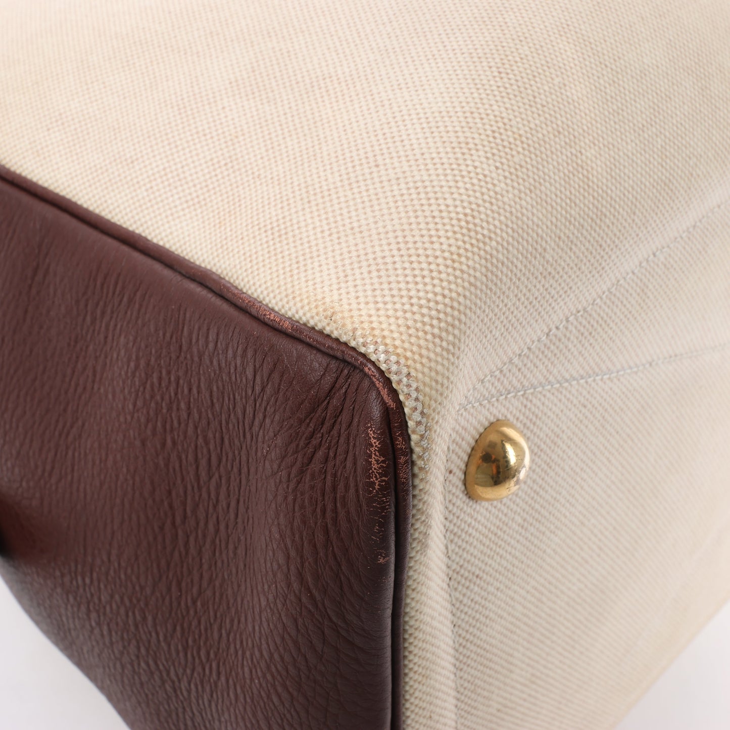 HERMES Victoria 43 Taurillon x Toile Travel Bag in Brown x Beige