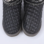 Philipp Plein Leather Ankle Boots Silver Metal Accessories with Skull Chains, Size 37 EU