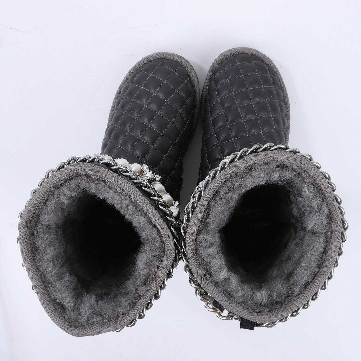 Philipp Plein Leather Ankle Boots Silver Metal Accessories with Skull Chains, Size 37 EU