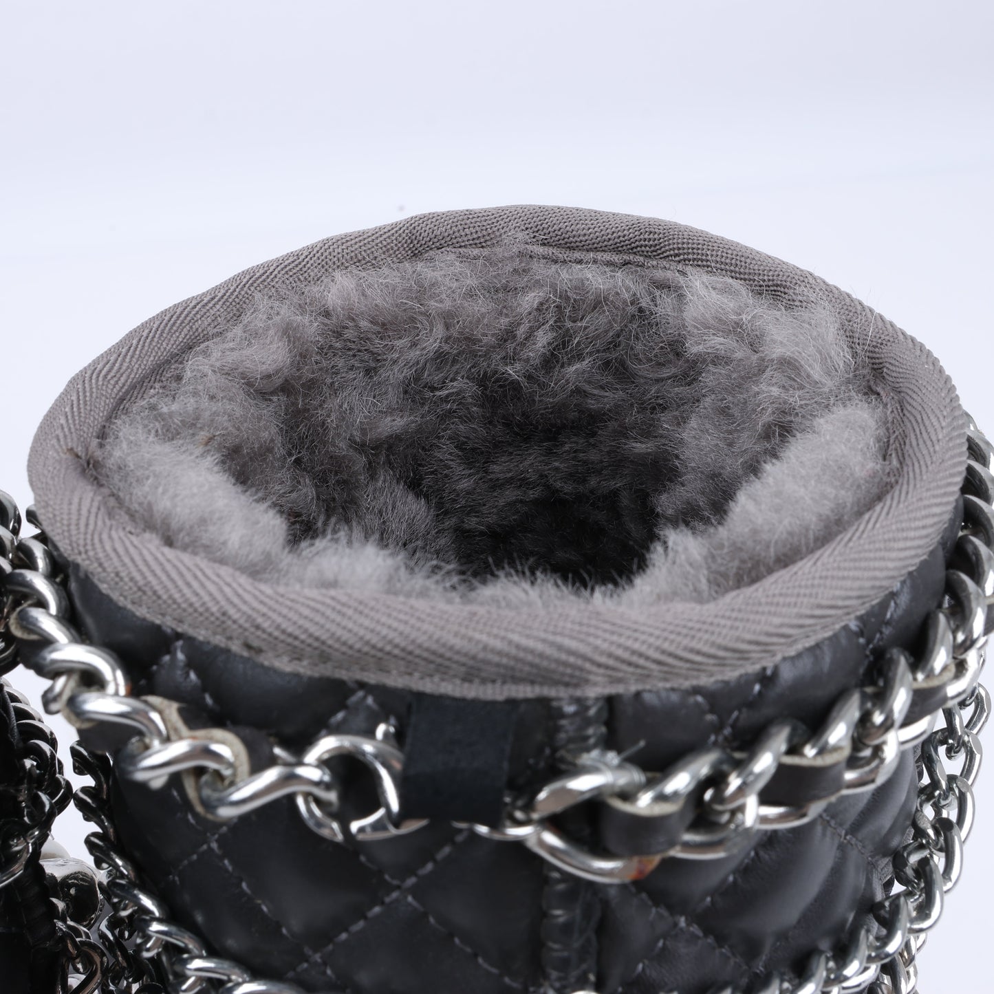 Philipp Plein Leather Ankle Boots Silver Metal Accessories with Skull Chains, Size 37 EU