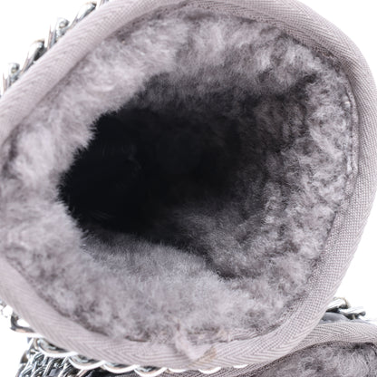 Philipp Plein Leather Ankle Boots Silver Metal Accessories with Skull Chains, Size 37 EU