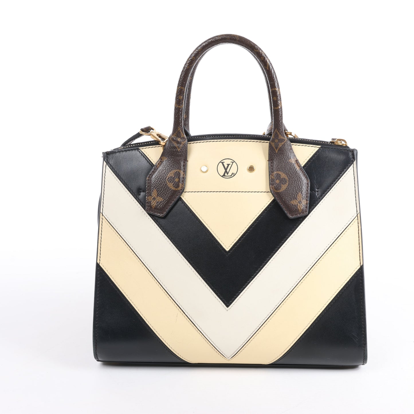 Louis Vuitton LV Logo City Steamer PM Handbag in Beige x Black