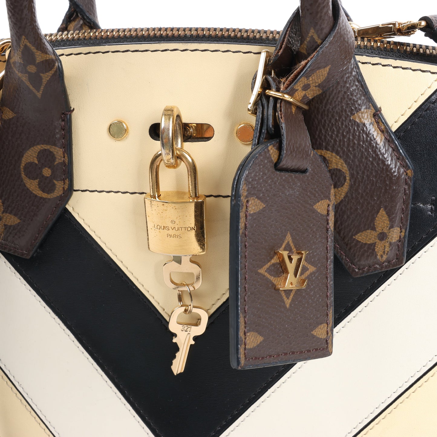 Louis Vuitton LV Logo City Steamer PM Handbag in Beige x Black