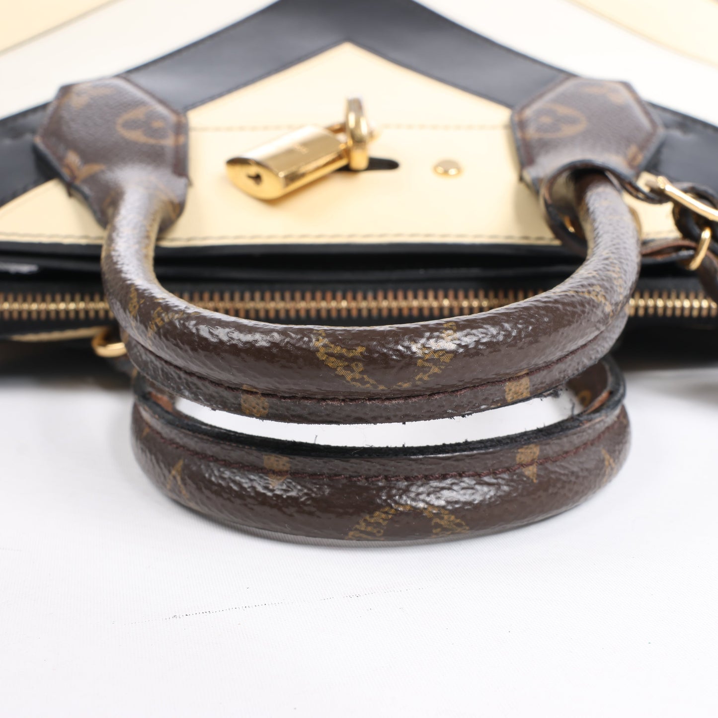 Louis Vuitton LV Logo City Steamer PM Handbag in Beige x Black