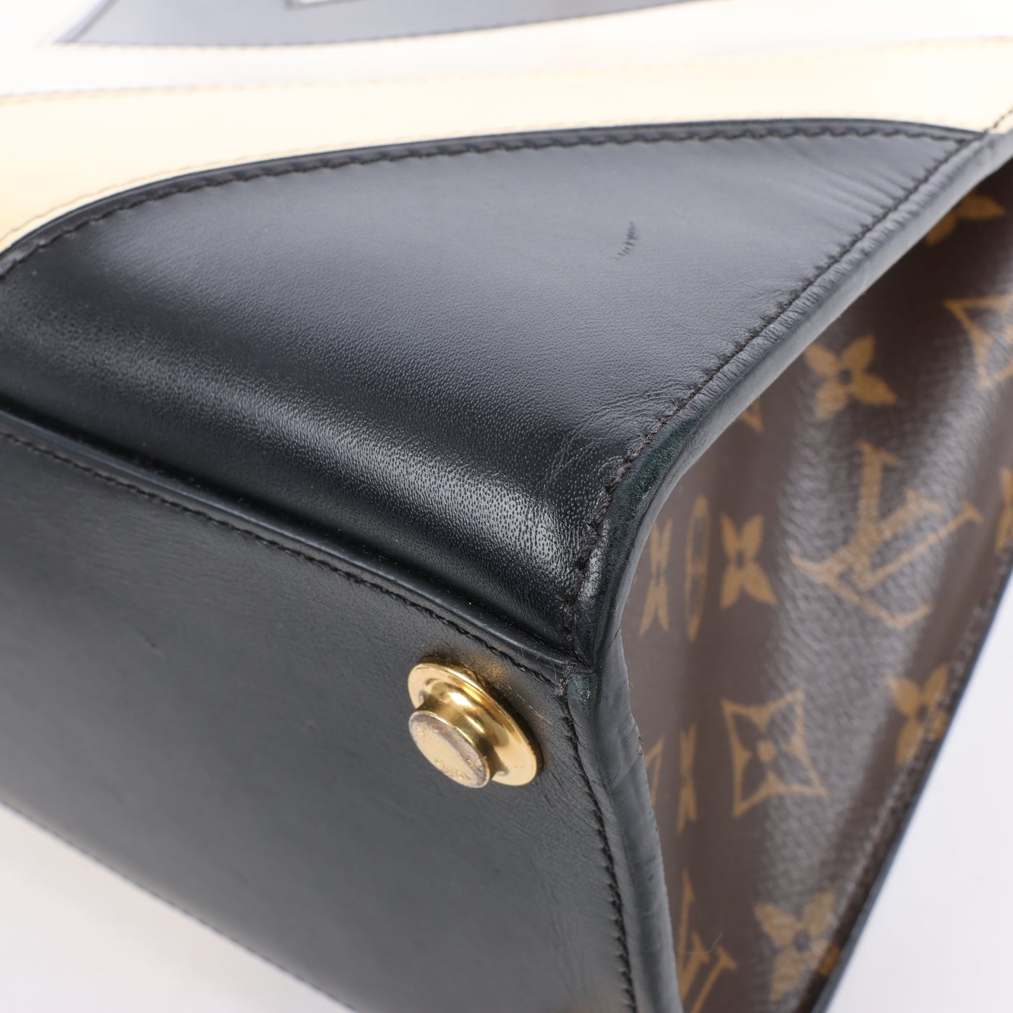 Louis Vuitton LV Logo City Steamer PM Handbag in Beige x Black