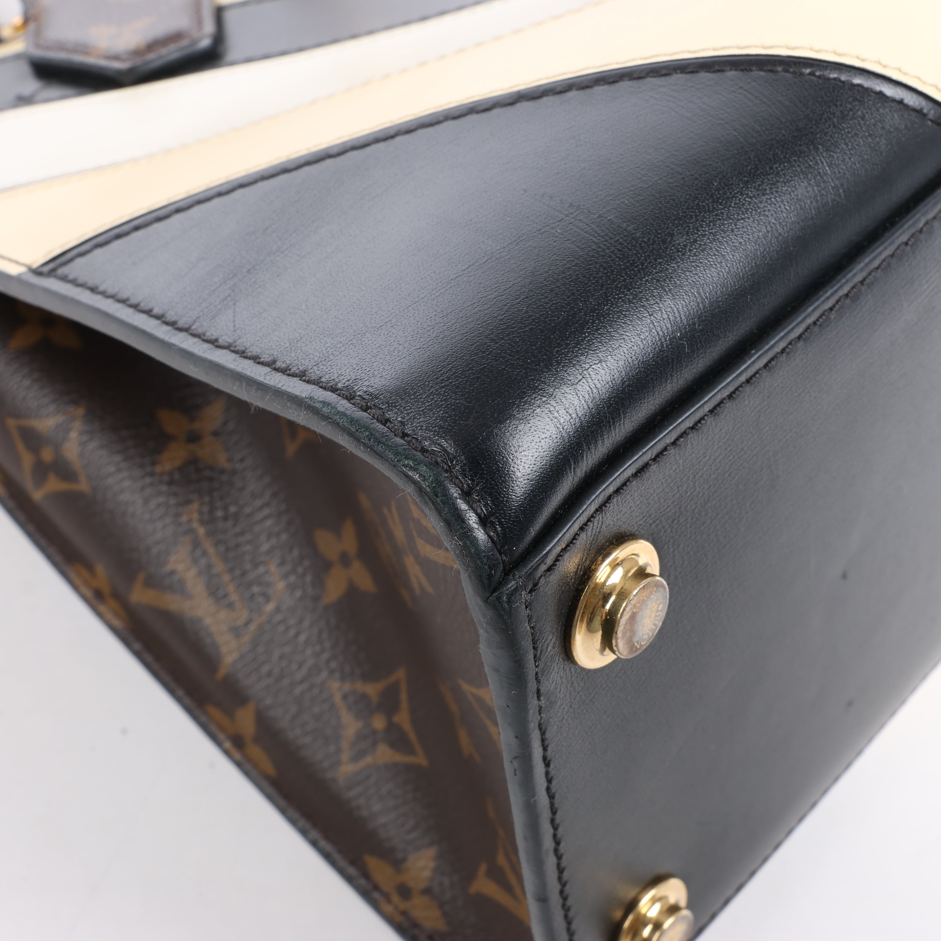 Louis Vuitton LV Logo City Steamer PM Handbag in Beige x Black