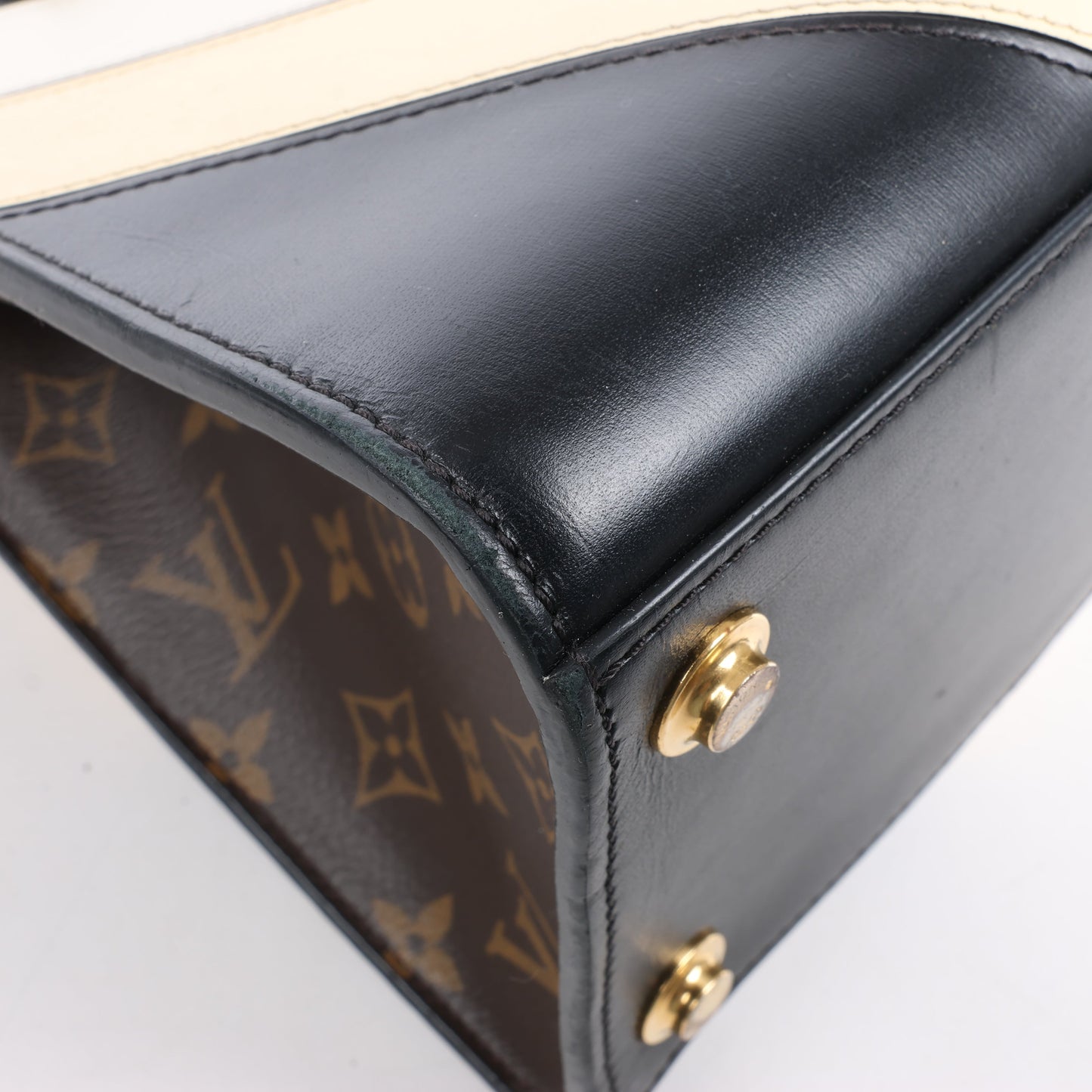 Louis Vuitton LV Logo City Steamer PM Handbag in Beige x Black