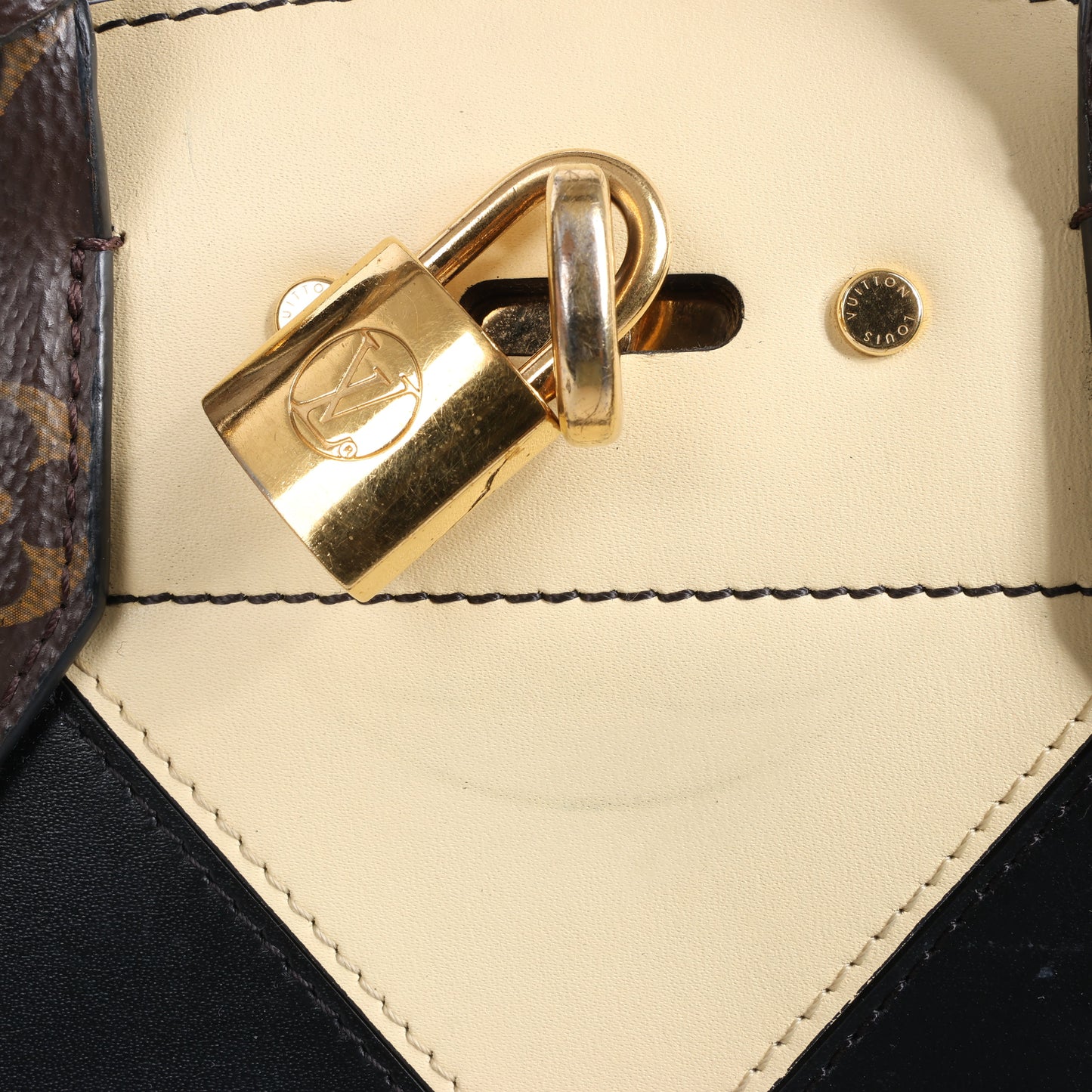 Louis Vuitton LV Logo City Steamer PM Handbag in Beige x Black