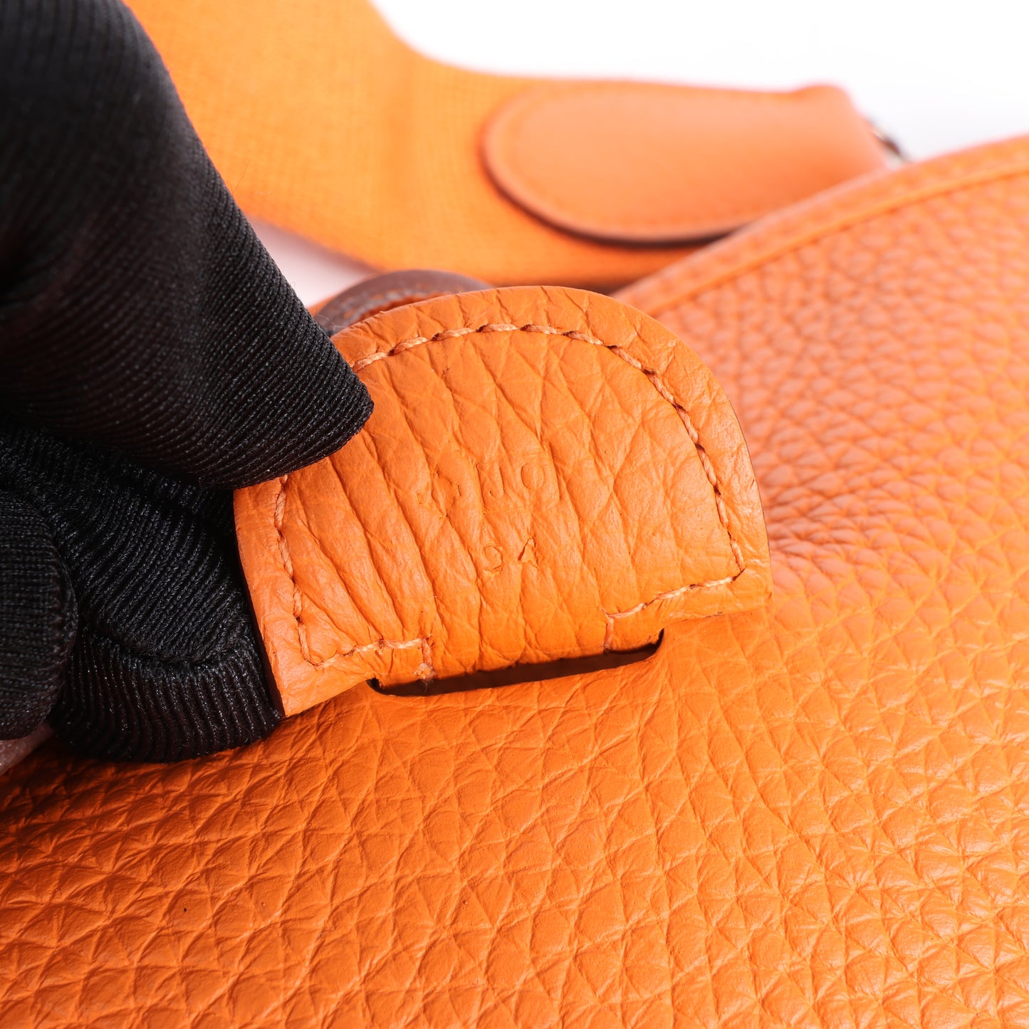 HERMES Evelyne 1 33 GM Taurillon Clemence Orange Silver Metal Fittings Shoulder bag  □JO: 2011
