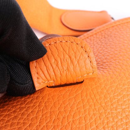 HERMES Evelyne 1 33 GM Taurillon Clemence Orange Silver Metal Fittings Shoulder bag  □JO: 2011
