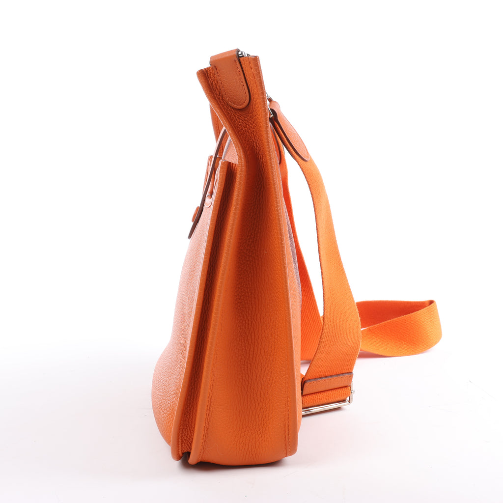 HERMES Evelyne 1 33 GM Taurillon Clemence Orange Silver Metal Fittings Shoulder bag  □JO: 2011