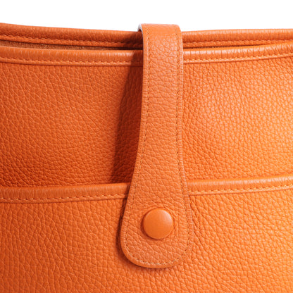 HERMES Evelyne 1 33 GM Taurillon Clemence Orange Silver Metal Fittings Shoulder bag  □JO: 2011