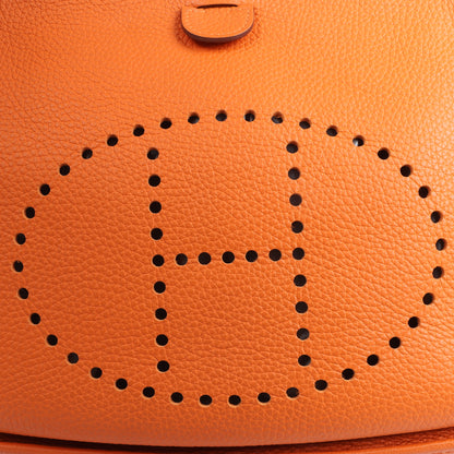 HERMES Evelyne 1 33 GM Taurillon Clemence Orange Silver Metal Fittings Shoulder bag  □JO: 2011