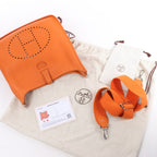 HERMES Evelyne 1 33 GM Taurillon Clemence Orange Silver Metal Fittings Shoulder bag  □JO: 2011