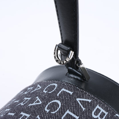 BVLGARI B.Zero 1 Denim- und Lederhandtasche in Schwarz x Marineblau 