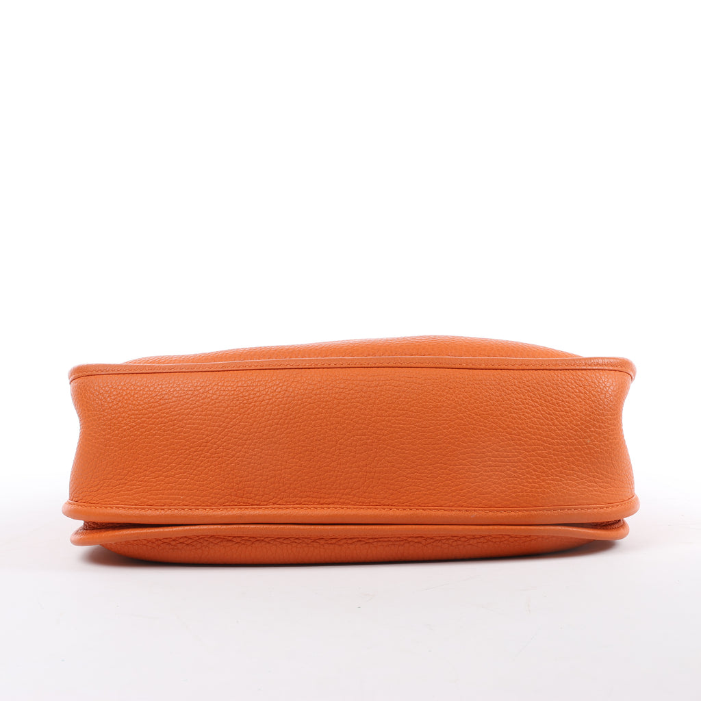 HERMES Evelyne 1 33 GM Taurillon Clemence Orange Silver Metal Fittings Shoulder bag  □JO: 2011